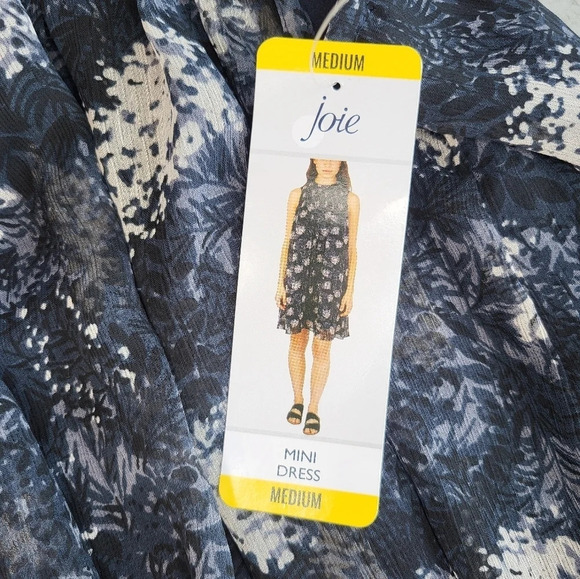 Joie Flowy Mini Dress Baltic Print Womens Medium Wedding Guest Cocktail Party - Picture 10 of 13